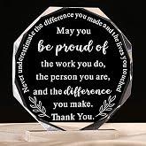 Yookeer Thank You Gifts for Coworkers Acrylic Plaque Decor, Octagon Style | Appreciation Gift for Employees, May You Be Proud of The Work, Retirement Recognition, Motivational Quote, Desk Decor