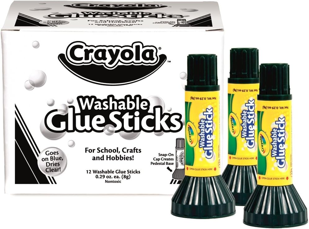 Crayola Glue Sticks, Box of 12, Craft Glue, School Supplies, Clear, 0.29 oz: Toys & Games