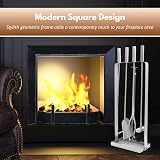 HomeZone Marco Paul Modern Fireside Tool Set 4PC Square Coal Fireplace Bucket view 7