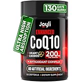High Absorption CoQ10 200MG - Co Q10, 200mg Softgels for Heart Health & Energy Production - Enhanced Co Q 10 Supplement with Antioxidants and Flaxseed Oil - CoQ10 200 mg Per Serving
