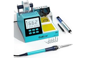 BAKON 90w Soldering Station, Electronic Digital Display Soldering Iron Station Kit with 3 Presets Modes, 356℉～896℉,°C/°F Conversion,Sleep Mode, 5 Extra Solder Iron Tips,Solder Sucker,Soldering Wire,Tweezers