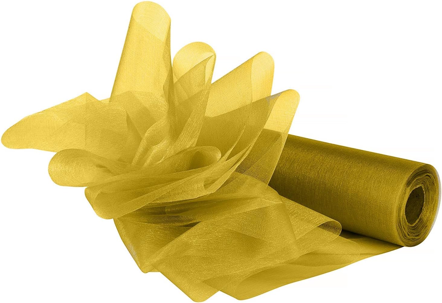 WedDecor 25m x 29cm Snow Sheer Yellow Organza Roll Sash Glitter Fabric for Table Runner Sashes Wedding & Christmas Decoration - Image 3
