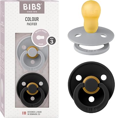 BIBS Colour Soother 2-Pack Pacifier Size 3 18+ Months Cloud Black Danish