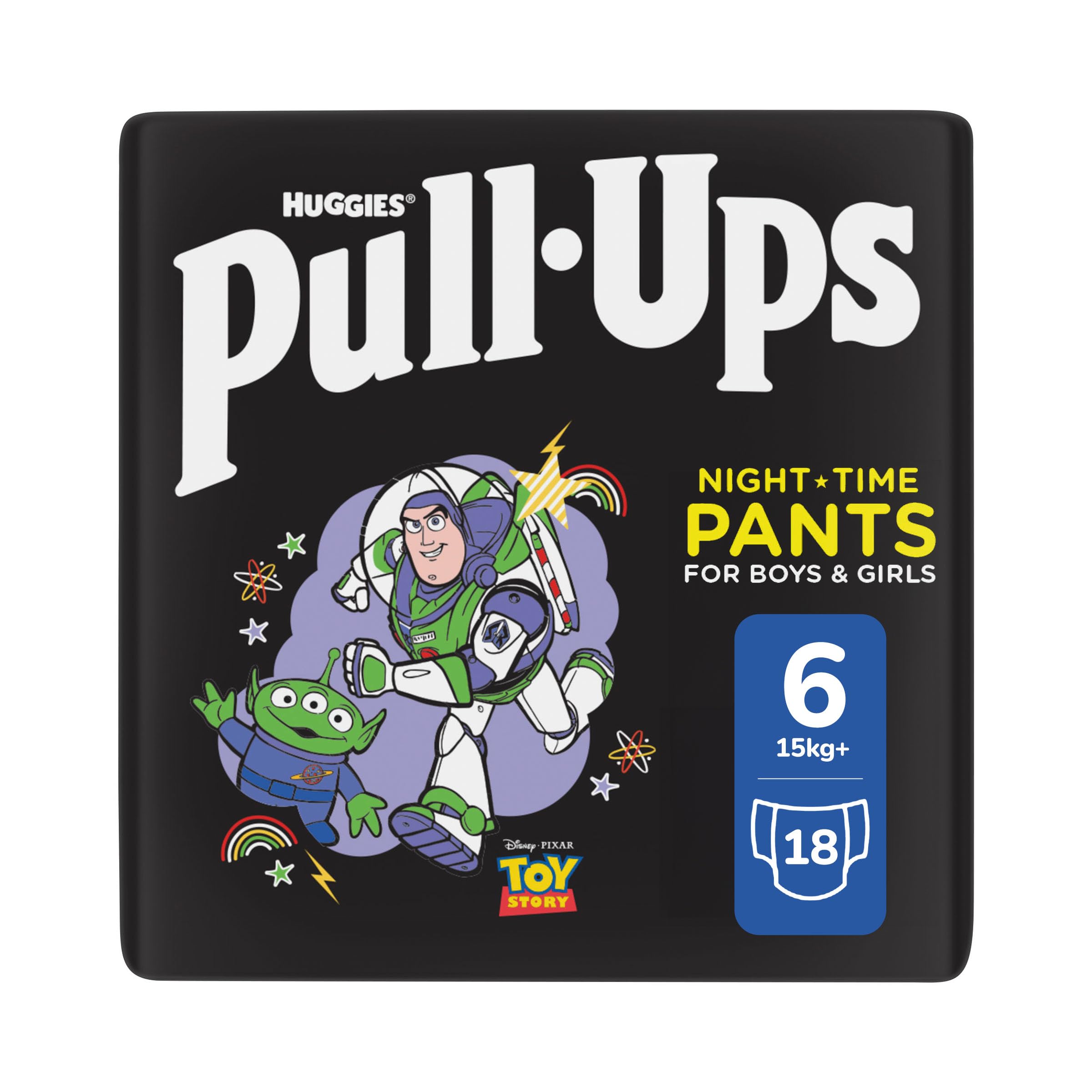 Huggies Pull-Ups Unisex Night Time Nappy Pants, Size 6, 18 Pants