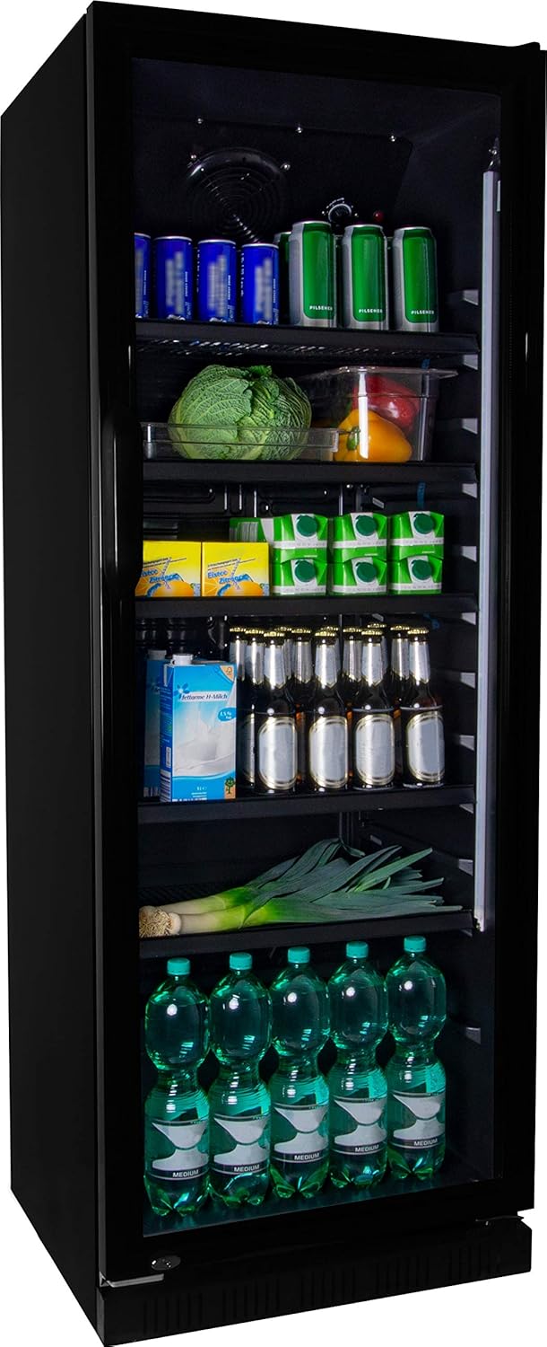 Getränkekühlschrank ZKB 360 schwarz Flaschenkühlschrank Kühlschrank mit Glastüre Gastro Getränkekühler