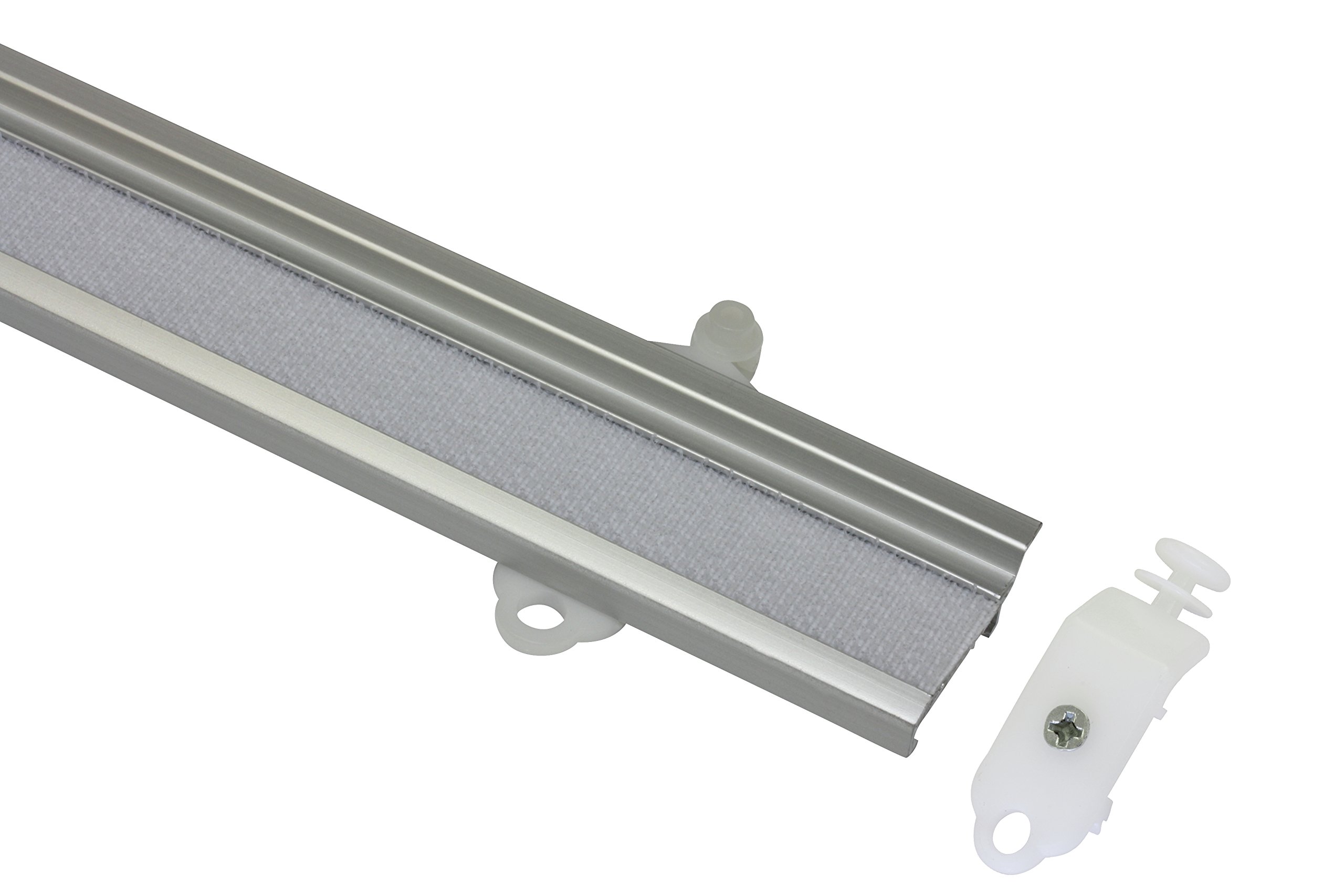 Gardinia Panel carrier for panel curtain rails and curtain rods with inside tracks, Velcro and pre-mounted rollers, Support with sliding head, 60 cm, Aluminium, Silver