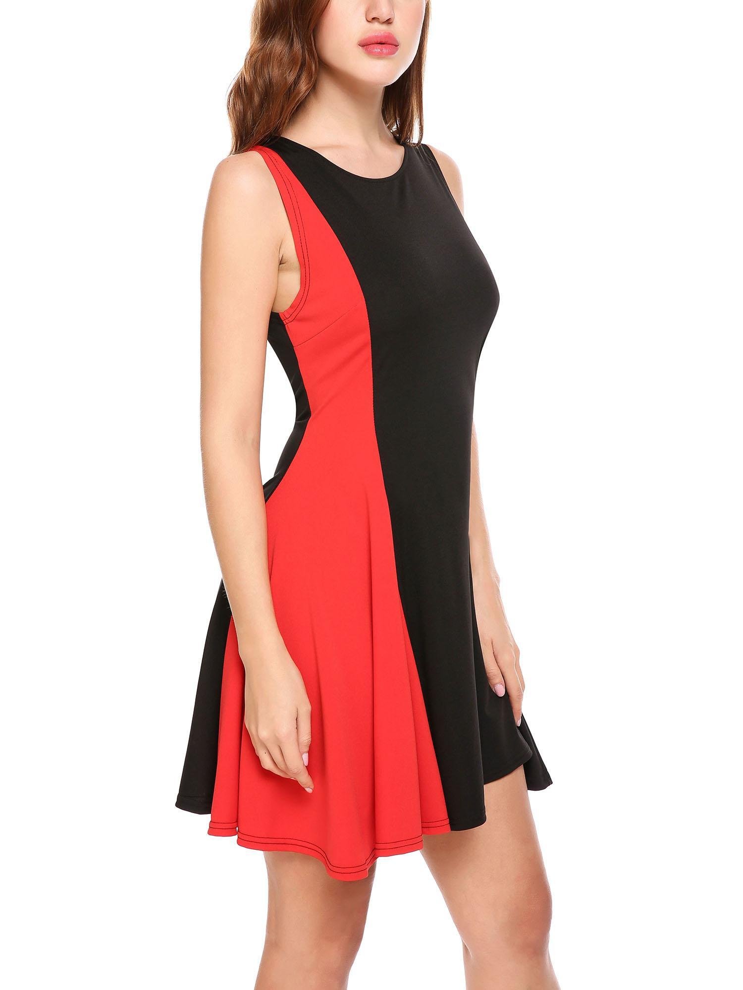 Zeagoo Women Round Neck Slim Fit Above Knee Length Casual Dress