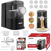 Electric Pasta Machine, Automatic Pasta Maker Machine Electric with 8 Discs for Spaghetti &amp; Fettucine and More, Easy-to-Clean Noodle Maker with Measuring Cup, Cleaning Scraper, Recipe, Black