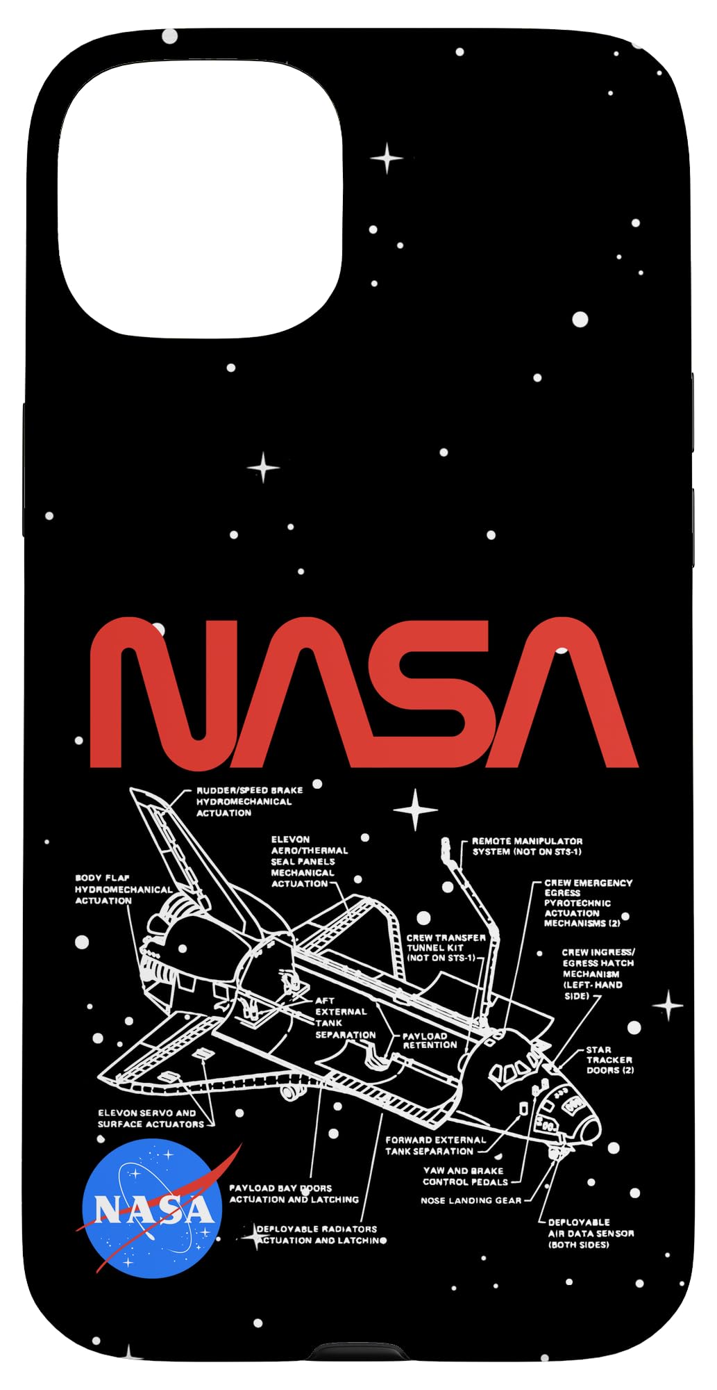 iPhone 15 Plus NASA Space Shuttle Schematic Logo Case