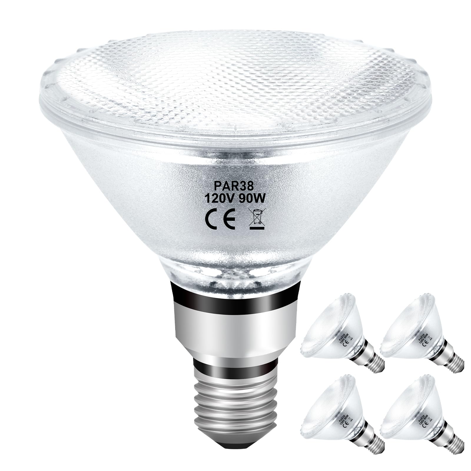 Photo 1 of Jaenmsa PAR38 Halogen Flood Light Bulbs 90W 120V, 4Pcs Halogen PAR38 90W Light Bulbs Dimmable with E26 Base, 2700K Warm White, 4050 Lumens for Indoor and Outdoor