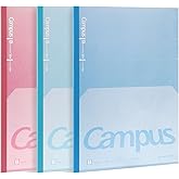 KOKUYO B5 Composition Notebooks, 3 Pack Campus Comp Book with College Ruled | 30 Sheets Kimochii Dot Lined Notebook for School Work Journal Diary Study Note Taking, 7.2"x10.2" Green Pink Blue Notebooks