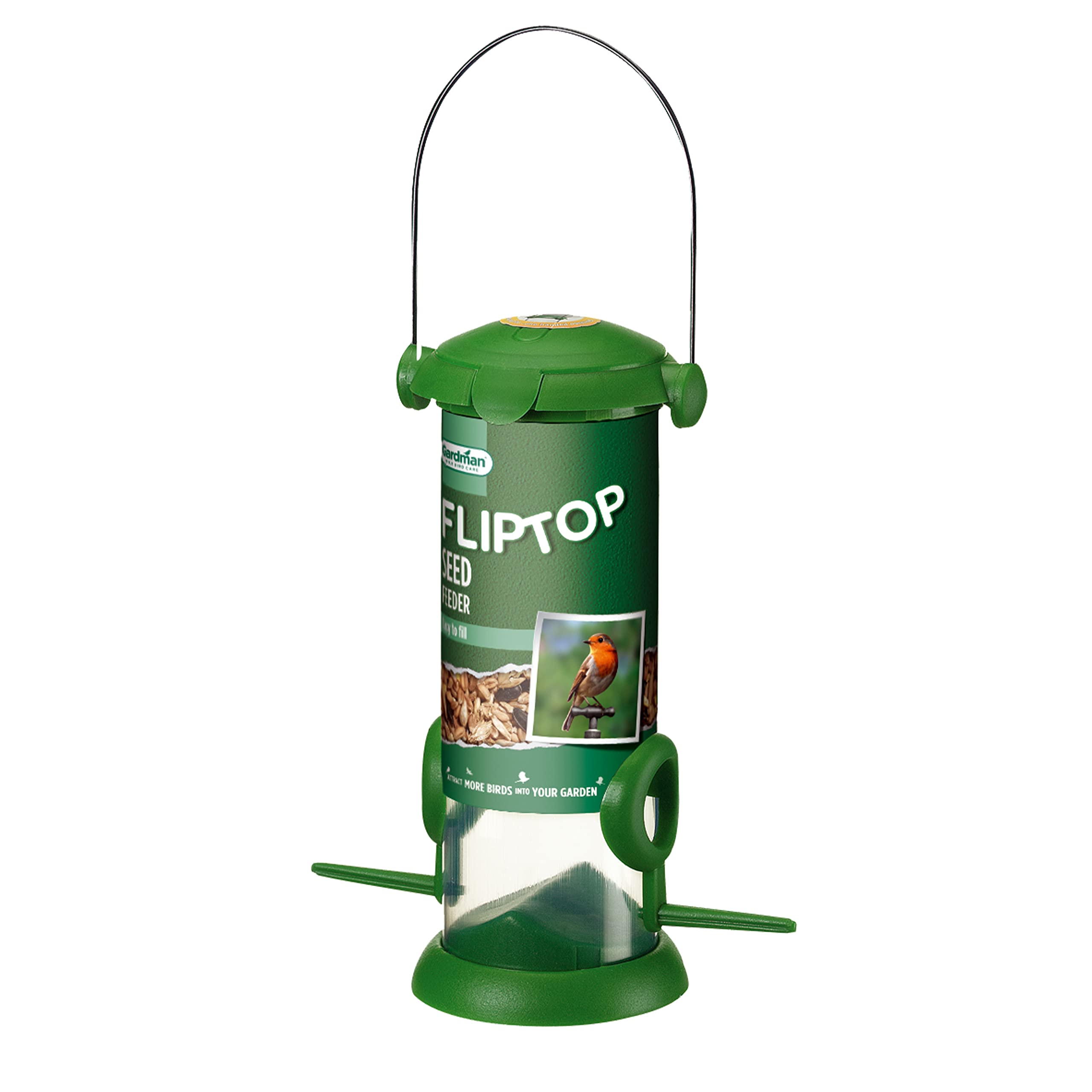 Gardman A01234 Flip Top Bird Seed Feeder, Green, 5 x 13 x 14 cm โ image 1