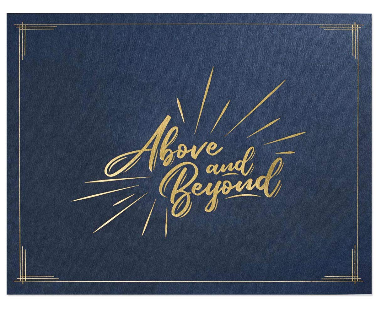 Blue With Gold Foil Above And Beyond Certificate Jackets 9 Inches X 12 Inches Folded 10 Count Forms Recordkeeping Money Handling Office Products