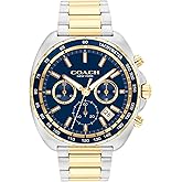 Coach Charter Men's Quartz Chronograph Watch, Stainless Steel Bracelet - Water-Resistant to 3ATM, Modern Minimalist - Gift for Him, 44.5mm