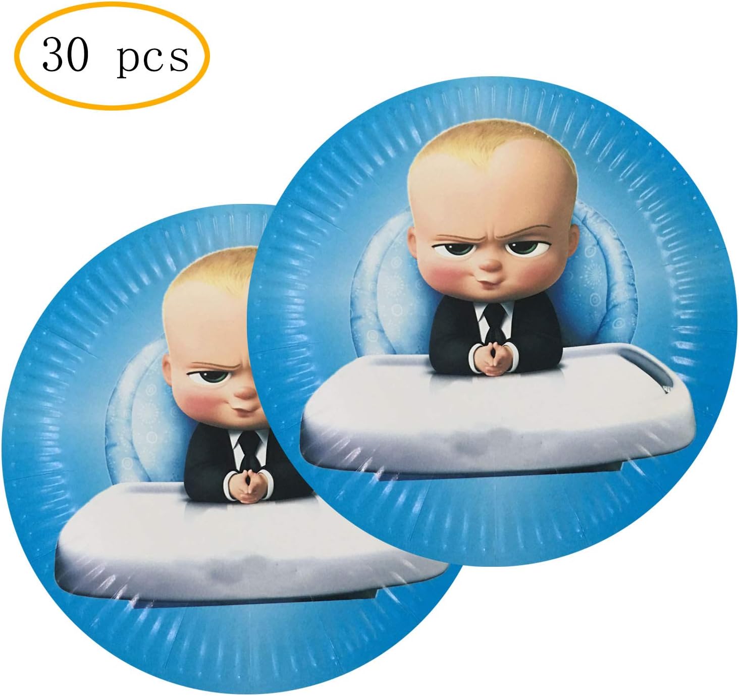 30PCS Boss Baby 7 Inch Party Plates for Baby Show Kids Birthday Party Cake Decorations Supplies