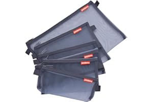 pendancy Mesh Zipper Pouch 5pcs Lightweight Nylon File Folders Document Organizer Cosmetic Bags Accessories Storage for Travel and Office Supplies (Grey, A4 A5 A6)