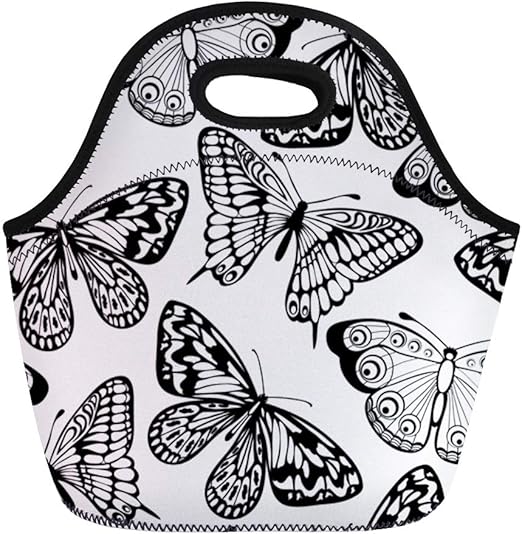 Amazon Com Semtomn Lunch Tote Bag Beautiful Of Butterflies Black