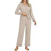 Blooming Jelly Womens Pajamas Sets Soft 2 Piece Pj Fall Long Sleeve Lounge Sets Comfy Cute Sleepwear with Pockets