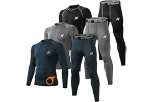 MeetHoo Men Thermal Underwear Set Long Johns with Fleece Lined Base Layer Men Cold Weather Top Bottom for Skiing Running