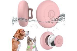 WTYSSN Airtag Dog Collar Holder Waterproof, Hidden Silicone Waterproof Airtag Case for Pet Cat Dog GPS Tracker, Anti-Lost Waterproof Airtag Holders Compatible with Apple AirTag for Dog Cat Collar (Pink)