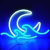 ENUOLI Anime Neon Sign Moon Over Sea Neon Light Twilight Wave LED Wall Signs for Room Decor Sunrise Sunset Anime Neon Light Moon Sign for Bedroom,Party, Living Room,Home Decor
