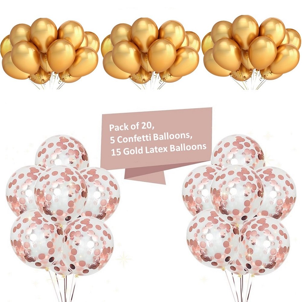 ShineU 36pcs Party Balloons Include 13pcs Happy Birthday Letters Foil Balloons, 3pcs Mylar Star Balloons, 5pcs Confetti Filled Balloons, 15pcs Latex Balloons, Perfect Decoration for Parties Birthday