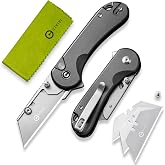 CIVIVI Elementum Folding Utility Knife Box Cutter, Gray Aluminum Handle | Three Ways to Open, Utility Pocket Edc Knife for Men Women C23039B-4