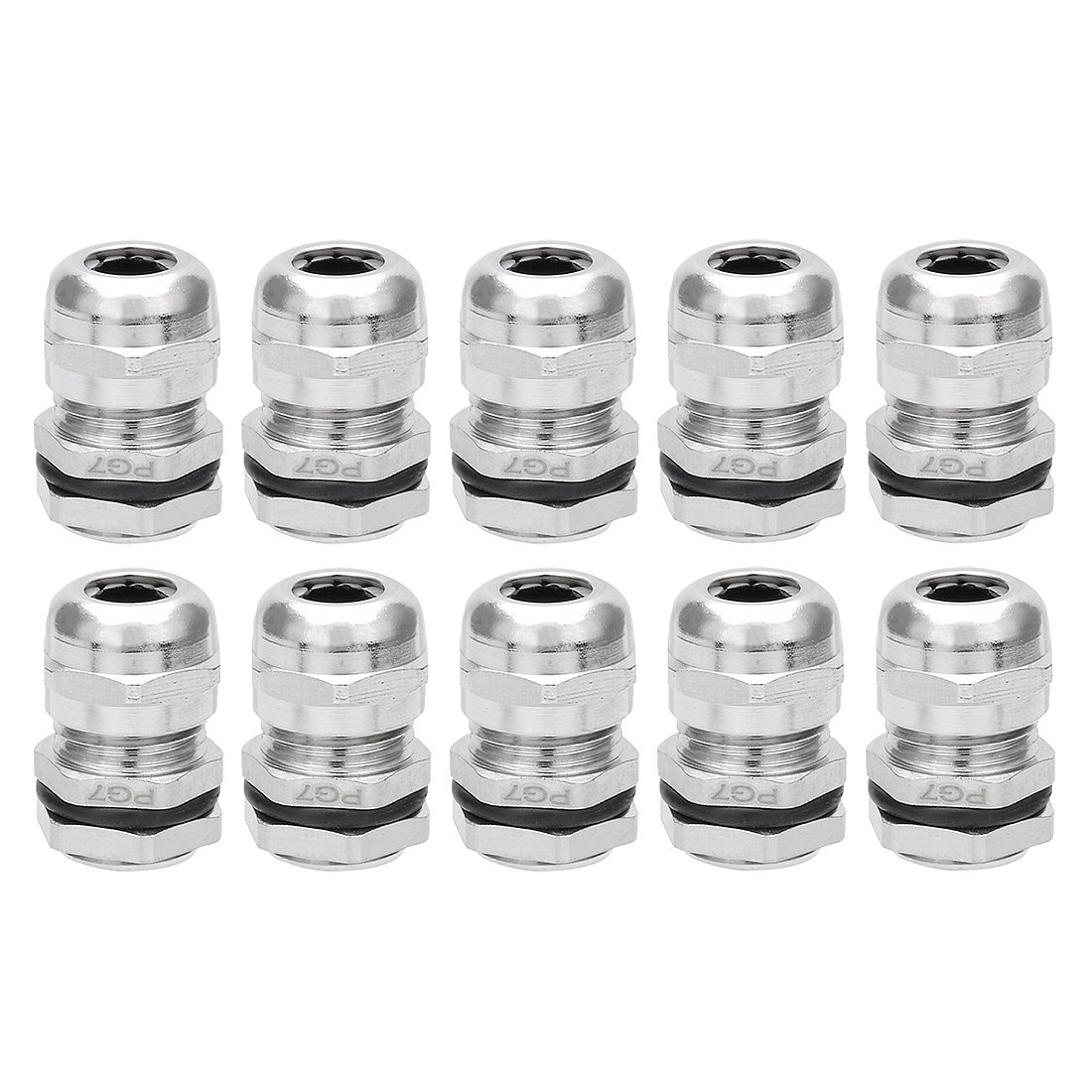 Sourcingmap Cable Gland PG7 Metal Waterproof Cable Glands Joints Adjustable Connector for 3-6.5mm Dia Cable, Pack of 10