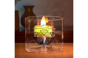 Personalized Memorial Candle Holder, Custom Glass Candle Holder with Photo, Name & Dates, Bereavement & Sympathy Gift for Lov