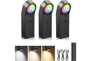 AIFEI Picture Lights for Wall, 4000mAh Rechargeable Battery Operated Picture Light with Remote, Dimmable 3 Color Temps & 8 RG