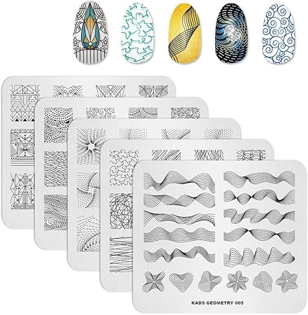 Amazon Kads スタンピングプレート5枚セット 美しい花柄 ライン 不規則図案 ネイルステンシル ネイルアートツール ネイルデザイン用品 セット4 Kads ネイルスタンパー ステンシル 通販