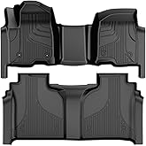AOMSAZTO Floor Mats for 2019-2026 Chevy Silverado/GMC Sierra 1500, 2020-2026 2500HD / 3500HD - 1st and 2nd Row Liner for Chevrolet Silverado (Fit with Rear Under-Seat Storage & 1st Row Bench Seat)