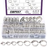 Swpeet 60Pcs Assorted Sizes Hose Clamps Kit, 304 Stainless Steel Adjustable 6-38mm Range Worm Gear Hose Clamp Perfect for Plu
