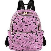 Sletend Mini Backpack Bats Crosses Stars Gothic Fashion Backpack Purse for Women,Handbag Shoulder Bag Casual Daypack, Ladies Gift for College Work (S)