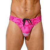 Arjen Kroos Mens Sexy Swim Briefs Bikini Swimwear Print Swimsuit with Drawstring Bathing Suit