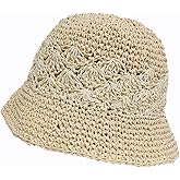 ZARSIO Womens Bucket Hat, Floppy Straw Sun Hat Woven Beach Cap