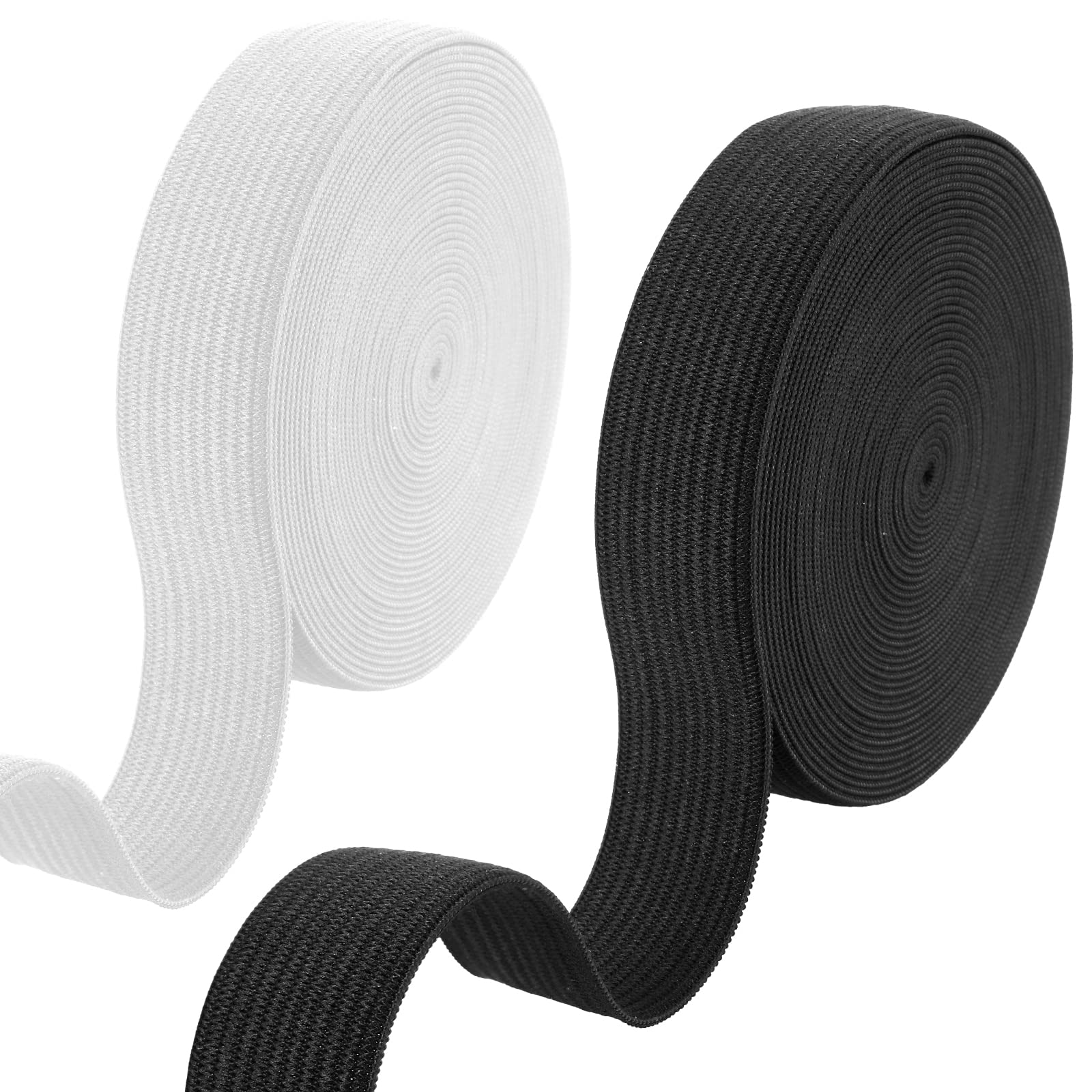 2PCS 3/4 Inch Elastic Knit Double-Side Stretchy Black and White Material for DIY Pants - 5 Yards