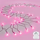 cshare String Lights Outdoor Waterproof 9.8ft 30 LED, Pink Fairy Lights Battery Operated with Timer Clear Wire for Indoor & Outdoor Christmas Valentine's Day Decorations Garland Party Garden