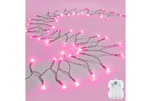 cshare String Lights Outdoor Waterproof 9.8ft 30 LED, Pink Fairy Lights Battery Operated with Timer Clear Wire for Indoor & Outdoor Christmas Valentine's Day Decorations Garland Party Garden
