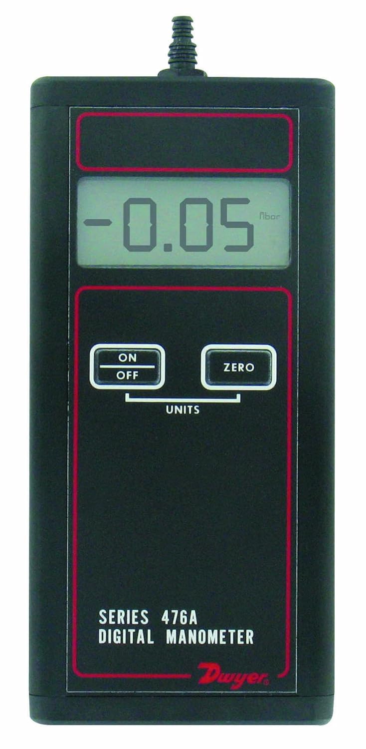 Dwyer Series 476A Single Pressure Digital Manometer, 20.0 to Plus 20.0 inH2O Measuring Range