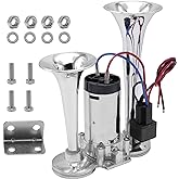 Train Horn for Truck 600DB, Train Horns Fit for Pickup Trucks, 12V Dual Trumpets Air Horn Kit, Boat Car Train Ship Van Speake