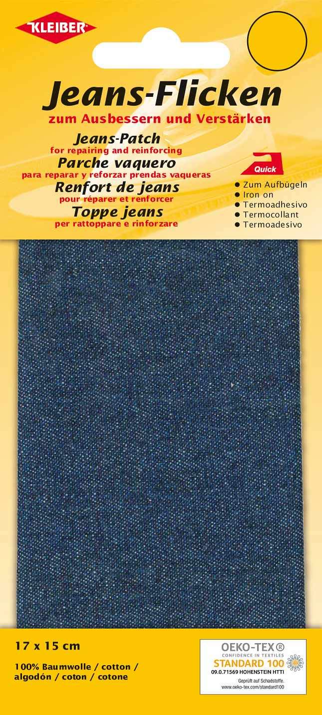 Kleiber 17 x 15 cm Denim Jeans Repair Patch, Dark Blue