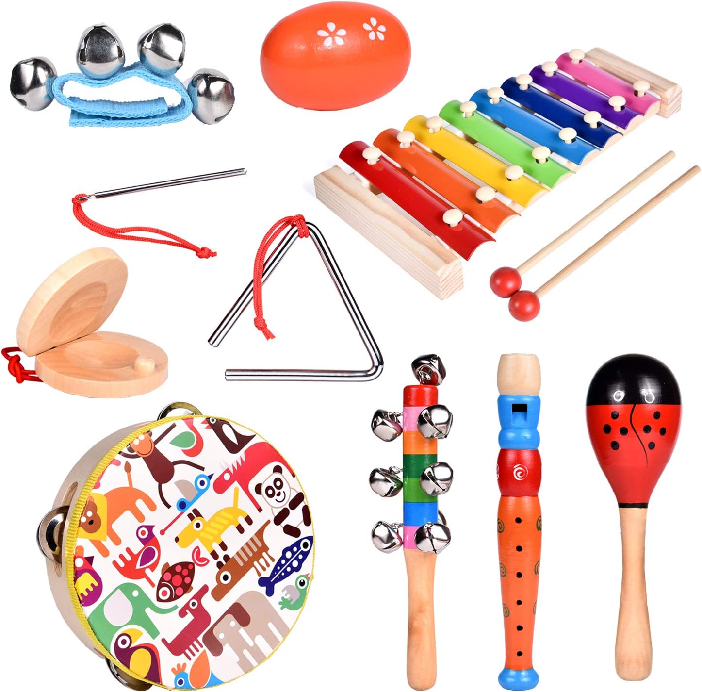 TomaiBaby 13 Pièces ToutPetits Instruments de Percussion Enfants
