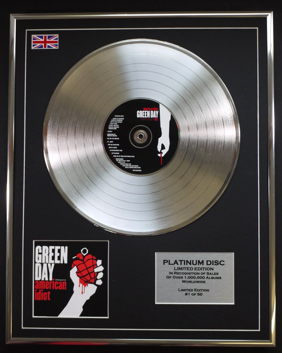 GREEN DAY/LTD EDITION CD PLATINUM DISC/AMERICAN IDIOT