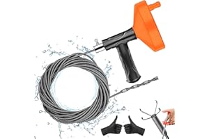 LAUNARY Drain Snake Auger 33 Feet, Plumbing Snake Drain Hair Clog Removal Tool, Heavy Duty Toilet Snake Auger, Sink Unclogger Drain Cleaner Tool for Bathroom Kitchen Tub Shower Drain Clog Remover with Gloves