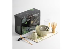 DWEHIXBUY Japanese Matcha Ceremony Accessory, Matcha Whisk, Traditional Scoop (Chashaku), Tea Spoon, Whisk Holder, 1 tea bowl, 1 tea siev, The Perfect Set to Prepare a Traditional Cup of Matcha. (waitu001)