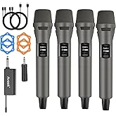 Aveek 4 Packs Wireless Microphone System, Plug & Play Karaoke Microphone Set for Singing, Parties, Church, Weddings, Events, Compatible with Speaker & Amplifier