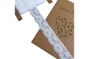 LUMKET Lace Realm 1.2 inch Wide White Stretch Floral Pattern Lace Ribbon Trim for Sewing, Gift Package Wrapping, Floral Designing & Crafts-10 Yards(3608 White)