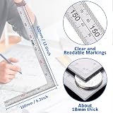 Siumir Stainless Steel L Shape Right Angle Ruler 150x300 mm Double-Sided view 3