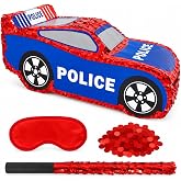 Police Pi&ntilde;ata Set with Stick Blindfold and Confetti Large Police Car Pi&ntilde;ata | for Kids Birthday Party Decorations, Cop Car Pinata for Boys Police Theme Party Supplies, 18.7"x7.08"x7.08"